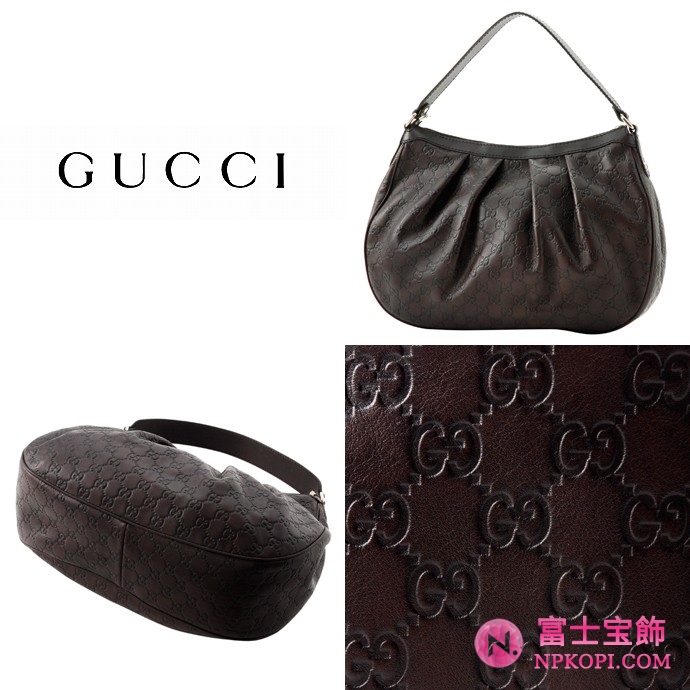 GUCCI/グッチ 2012年春夏SUKEYグッチシマGG柄Gチャーム付きミディアムプリーツハンドバッグ 232955 AA61G 2019 